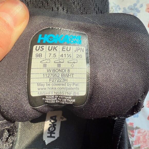 Hoka One One Bondi Men's 9B 1127952 BWHT Running Athletic Sneaker Shoes Black - Picture 9 of 11